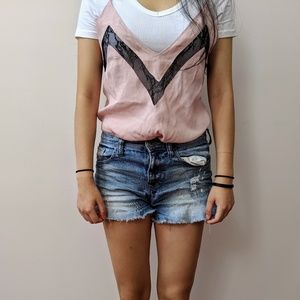 NWT Neiman Marcus Pink Lingerie Slip Top